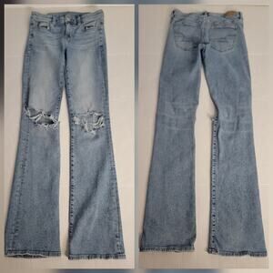 AMERICAN EAGLE Jeans Womens SZ 4 Xtra Long Skinny Kick High Rise Stretch 90s Y2K